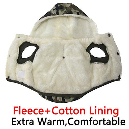 Vecomfy Fleece Lining Extra Warm Dog Hoodie in Winter,Small Dog Jacket Puppy Coats with Hooded,Green Camo XS - color: Green Camo, size: X-Small (Pack of 1)