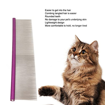 Greyhound Comb For Dogs, Metal Dog Comb Dog Combs with Rounded Ends Dog Comb Cat Comb For Removing and Knots Grooming Tool For Long Short Haired Dog (Purple 19cm/7.5in) - size: Purple 19cm/7.5in