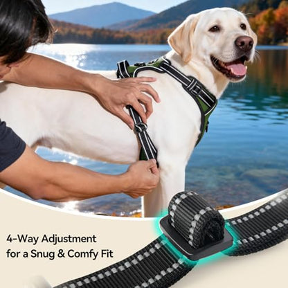 PHOEPET No Pull Dog Harness with Handle Reflective Padded Vest for Small Medium Large Dogs, Adjustable Puppy Harnesses with Front & Back Clip Easy Walking (S, Misty Green) - color: Misty Green, size: Small