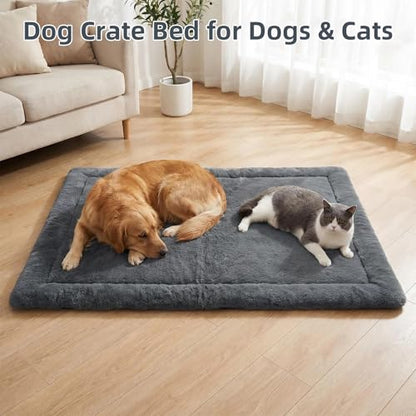 Dog Bed for Crate, Leak-Proof Soft Plush Dog Crate Bed for Dogs & Cats, Machine Washable Dog Bed Mats, Dog Pad for Crates, Travel & Home (Gray, 41"x27"x2") - size: 41"x27"x2"