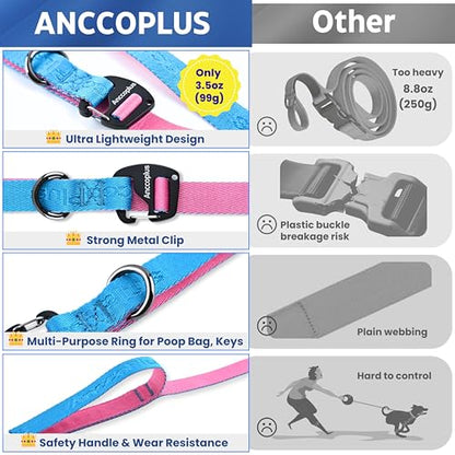 Anccoplus Hands Free Dog Leash, Multifunctional Crossbody Running for Dogs, Ultra-Light Dog Training Leash with Secure Clip, Short & Long Leashes, Adjustable Service Dog Leashes (Aqua Pink) - color: Aqua Pink