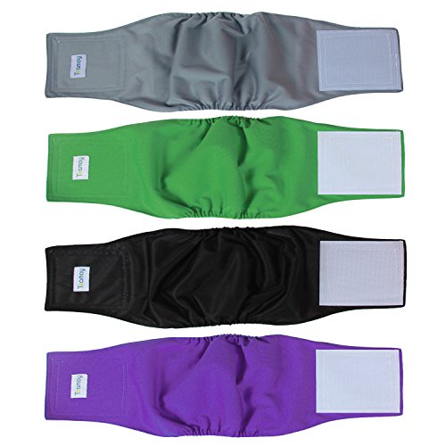 Teamoy Male Dog Belly Bands Washable 4-Pack, Reusable Dog Diapers Wraps for Incontinence & Marking (M,13"-16" Waist) - size: M(13"-16"Waist)