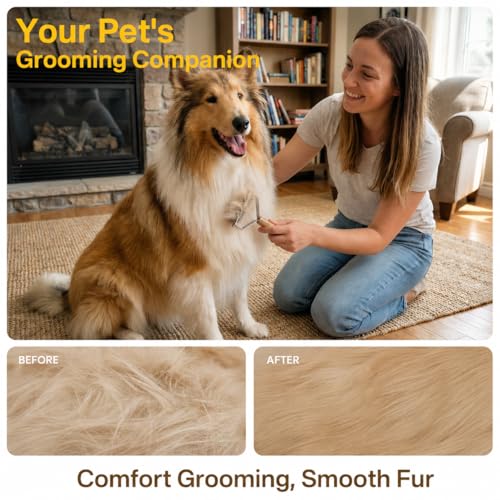 Dog Brush for Shedding, Deshedding Brush and Undercoat Rake for Dogs, Grooming Tool for Long Haired Pets, Hair Brush and Shedding Tool for Thick Coats with Bamboo Handle - size: 1 Pcs