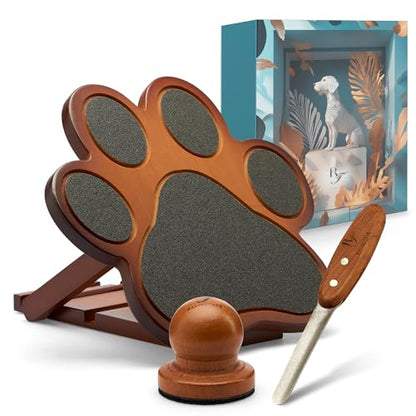 Dog Scratch Board – Bamboo 3-Piece Set for Small & Medium Dogs, Includes Nail File Board, Door Knob Nail Filer & Curved File – Reinforced Durable Design, Non-Slip Training Pad