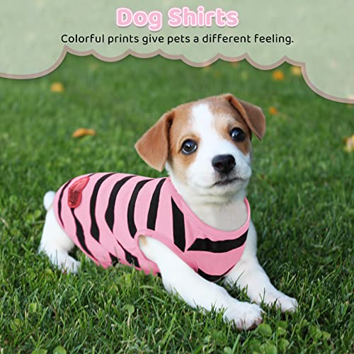 Pet Dog Striped T-Shirt Dogs Cats Cotton Vest Spring Summer Pet Apparel Tee Shirt Suitable for Small and Medium Large Pets French Bulldog Bichon - color: Light Pink-Vest, size: X-Small