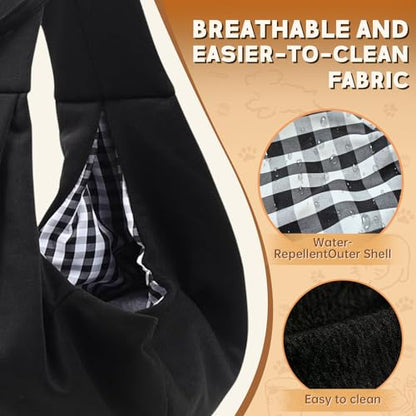 Pet Sling Carrier Bag, Hands-Free Shoulder Strap, for Small Dogs and Cats, Black (Black) (Black) - color: Black