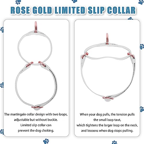 Soft Leather Martingale Dog Collar - Adjustable Rose Gold Limited Slip Collars [Easy to Clean], Stylish Durable Heavy Duty Nylon No Pull Training Collar for Small Medium Large Dogs S White - color: White, size: S (Neck 10"-15", Width 4/5")