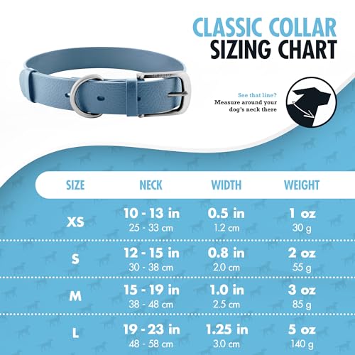 Tuff Pupper Classic Heavy Duty Dog Collar | 10x Stronger Than Leather | 100% Waterproof & Odor Proof Dog Collar | Tough Rust-Proof All Metal Hardware - color: Sky Blue