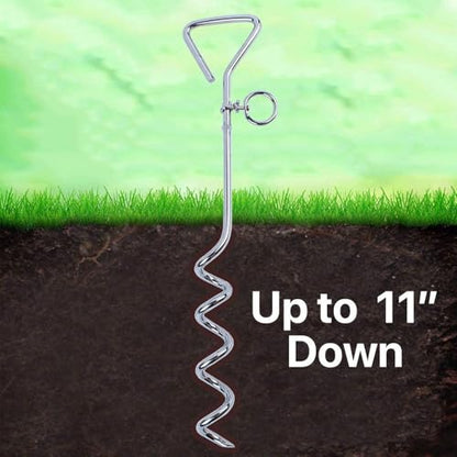 Metal Tie-Out Stake - Durable 16" Ground Stakes for Outside, Yard and Camping, Corkscrew Arrowhead Design with Tangle-Free 360 Swivel Hook - Water Resistant Pet Restraint Tool (Metal Tie-Out Stake) - style: Metal Tie-Out Stake