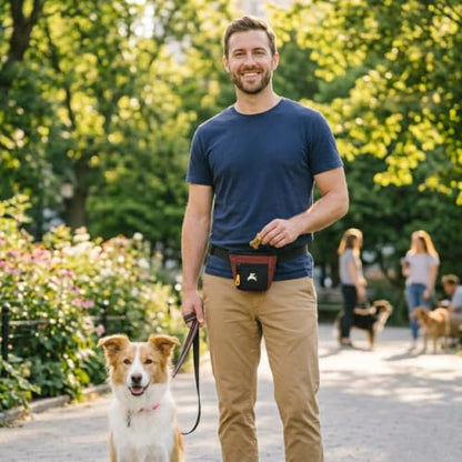 OllyDog, Goodie Treat Bag, Dog Treat Training Pouch | Magnetic Closure | 3 Ways to Wear | Hands-Free Waist Belt | Water-Resistant Recycled Vegan Fabric (Cider) - color: Cider