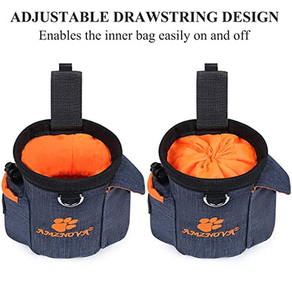 AMZNOVA Dog Treat Bag Treatnow Dog Treat Pouch, Training Pouch with Waist Belt & Clicker for Training & Walking, Waist Clip On Snack Fanny Pack for Pet, 3Cups, Heather Blue - color: Heather Blue