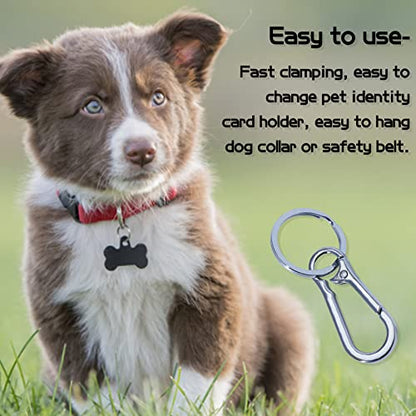 2-Pack Pet Tag Clips, Stainless Steel Dog Tag Quick Clips, Perfect for Dogs/Cats for Collar and Harness
