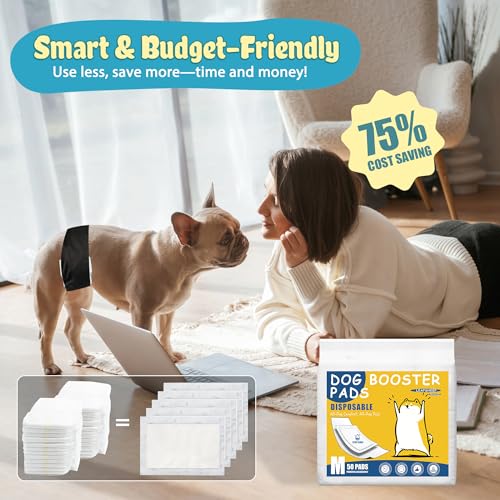 LeapSheep Dog Diaper Liners Pee Pads for Male and Female Dogs, Dog Period Pads, Super Soft Absorbtion Dog Booster Pads Fits Belly Bands, Wraps and Washable Doggy Diapers Female (M, 20) - size: Medium