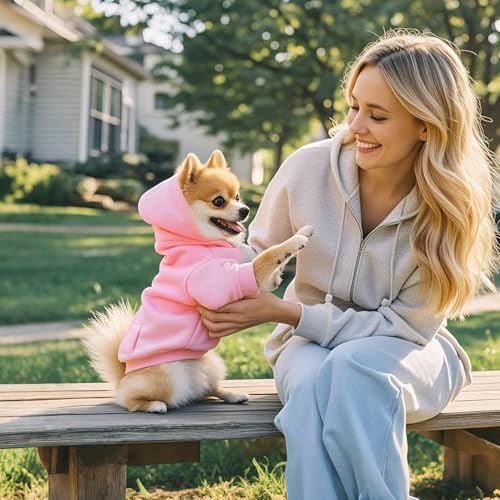 Idepet Pet Dog Hoodies Dog Clothes for Small Dogs Vest Chihuahua Clothes Warm Coat Jacket Autumn Puppy Outfits Cats Dogs Clothing(S,Pink) - color: Pink B, size: Small