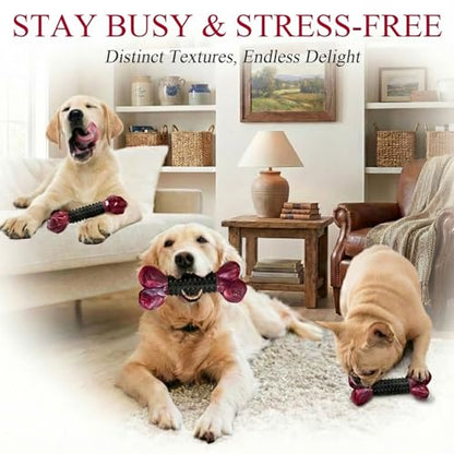 2-Pack Tough Dog Toys for Aggressive Chewers: Bacon Flavored Long Lasting Dog Bones for Large Dogs, Heavy Duty Nylon & Rubber Dog Chew Toys to Keep Them Busy, Medium & Large Breed, Black - color: 2 PC-Bacon-Black