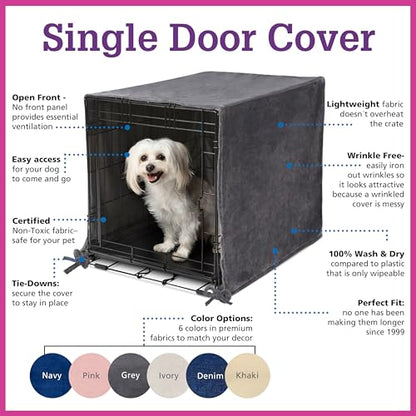 Pet Dreams 3-Piece Set Includes Dog Crate Cover, Dog Mat & Bumper Pad- Washable Kennel Bedding fits iCrate Cages 24, 30, 36, 42 Inch (Grey, Medium, 30") - color: Graphite Grey, size: 30-Inch