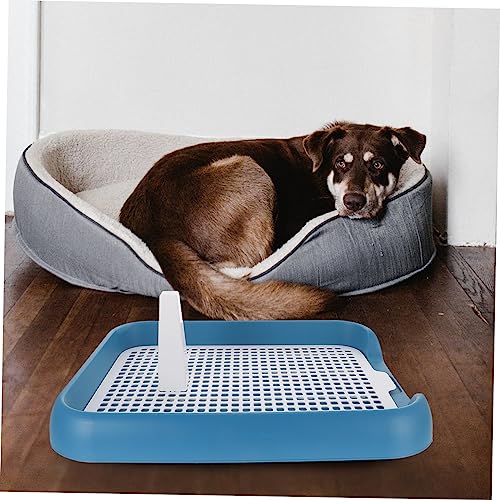 UKCOCO Plastic Dog Potty Trainer Tray with Raised Edges and Leak Design for Indoor Use Lightweight Portable Puppy Toilet with Special Column for Toilet Training and Safety Suitable for