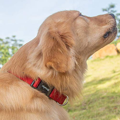 Hyhug Medium Dog Collar, Red:Heavy-Duty Quick-Release Nylon Buckle, Adjustable & Durable, Cute Dog Collar (Medium, Red) - color: Red, size: Medium