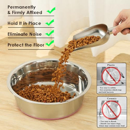 Deep Stainless Steel Non-Skid Dog and Food Bowls, Each Holds Up to 4 Cups - color: Blue&Roes Red, size: 4 Cup for Small Pet