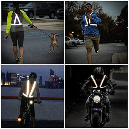 Reflective Vest Running Gear, 2Pack High Visible Safety VES for Cycling Jogging Running Walking, Adjustable for Men Women - color: Black