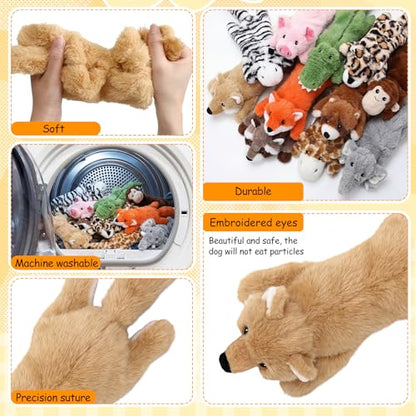 Sratte 10 Pcs Soft Dog Squeaky Toys No Stuffing Crinkle Dog Toy for Aggressive Chewers Durable Plush Teething Puppy Squeak Animals Chew for Small Medium Large Pets, 10 Styles (Cute Style) - style: Cute Style