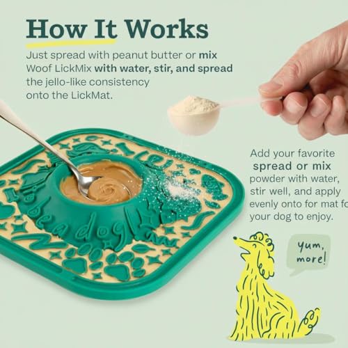 Dog Lick Mat, Green | BPA-Free, Food-Grade Silicone, Slow Feeder with Textured Surface, Integrated Center Bowl, Non-Slip Base