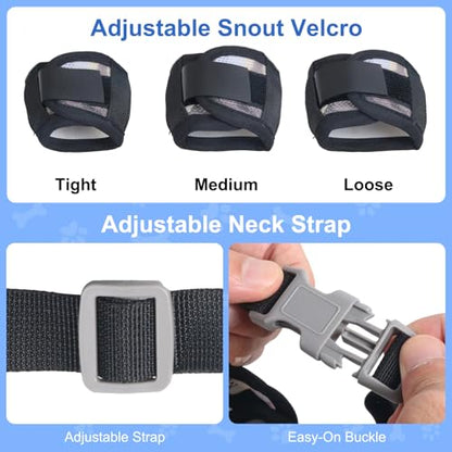 Dog Muzzle with Escape-Proof Elastic Neck Collar, Soft Breathable Air Mesh Mouth Cover Stops Biting Barking Chewing Allows Drinking Panting, Adjustable Muzzle for Small Medium Large Dogs - color: Black/Gray, size: L