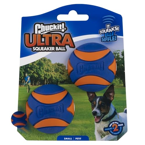 Chuckit! Ultra Squeaker Ball Dog Toy, Small (2 Inch) 2 Pack for Small Breeds - size: Small (2 Pack), style: Squeaker