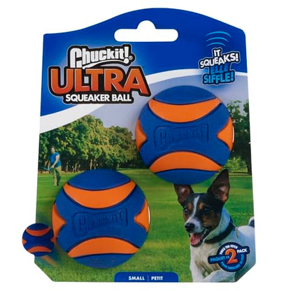 Chuckit! Ultra Squeaker Ball Dog Toy, Small (2 Inch) 2 Pack for Small Breeds - size: Small (2 Pack), style: Squeaker