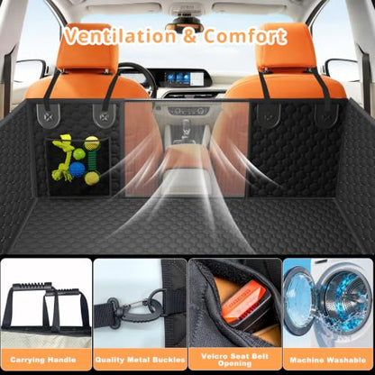Dog Car Seat Cover for Back Seat Larger,Waterproof Oxford cloth Hard Bottom Car Seat Cover for Dogs,Nonslip Backseat Dog Cover with Upgraded Door Protection Flap,Dog Hammock for Full Size Truck55×30in - size: Large