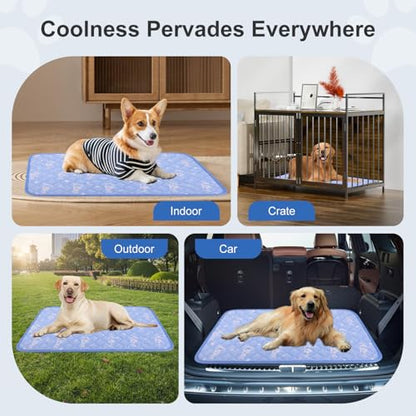 MH MYLUNE HOME Dog Cooling Mat 48x28 Inch - Double-Sided Cooling & Warm, Cool-Chill Cool Fiber, Endothermic Color Changing Pet Pad for Large Dogs, Foldable & Washable Summer Blanket - size: 48.0" Large x 28.0" W x 0.5" Th
