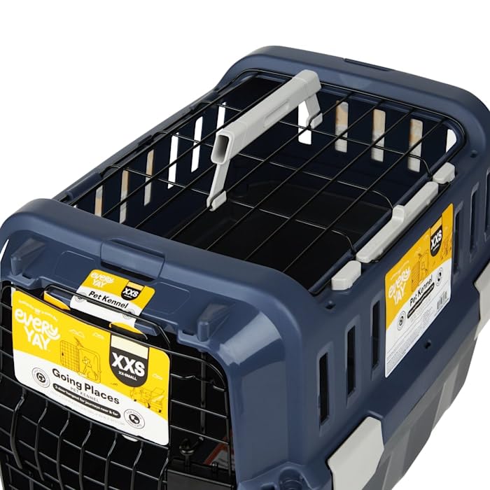 EveryYay by Petco 2-Door Pet Kennel XX-Small 19.3" L X 12.6" W X 13.1" H Navy & Grey - size: 19.3"L x 12.6"W x 19.3"H
