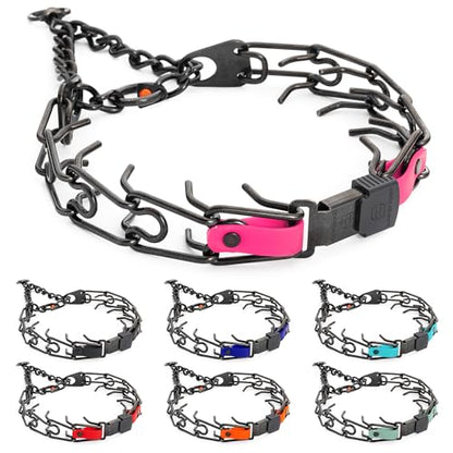 Herm Sprenger Black Stainless Steel Dog Collar with Quick Release ClicLock Buckle and Biothane Insert Training Collar Made in Germany (Passionfruit Pink, 25in x 4.0mm(Neck Size up to21-22in)) - color: Passionfruit Pink, size: 25in x 4.0mm(neck size up to2
