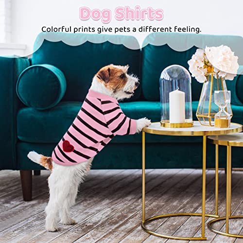 Pet Dog Striped T-Shirt Dogs Cats Cotton Vest Spring Summer Pet Apparel Tee Shirt Suitable for Small and Medium Large Pets French Bulldog Bichon - color: Light Pink, size: X-Small