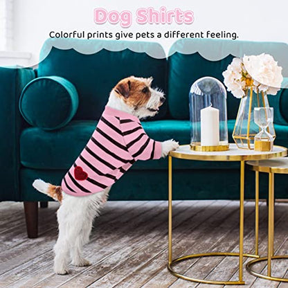 Pet Dog Striped T-Shirt Dogs Cats Cotton Vest Spring Summer Pet Apparel Tee Shirt Suitable for Small and Medium Large Pets French Bulldog Bichon - color: Light Pink, size: X-Small