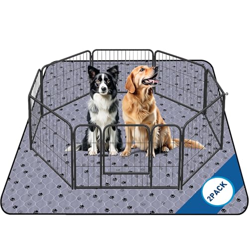 Fostanfly Non-Slip Washable Pee Pads for Dogs, 2 Pack Large 63"x63" Ultra-Absorbent and Leak-Proof Reusable Potty Training Pads for Dogs and Cats Puppy Pads - color: Gray, size: 63*63 Inch (Pack of 2)