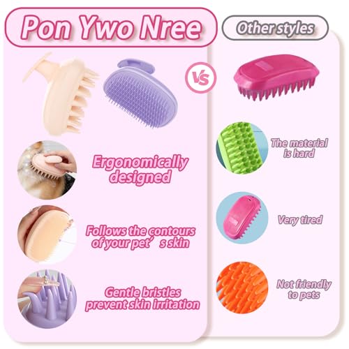 2-in-1 Detachable Dog Bath Brush, Dog Brush for Shedding & Massage, Gentle Silicone Grooming Massage Brush for Long & Short Hair, Bath Scrub Brush for Dogs & Cats