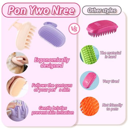 2-in-1 Detachable Dog Bath Brush, Dog Brush for Shedding & Massage, Gentle Silicone Grooming Massage Brush for Long & Short Hair, Bath Scrub Brush for Dogs & Cats