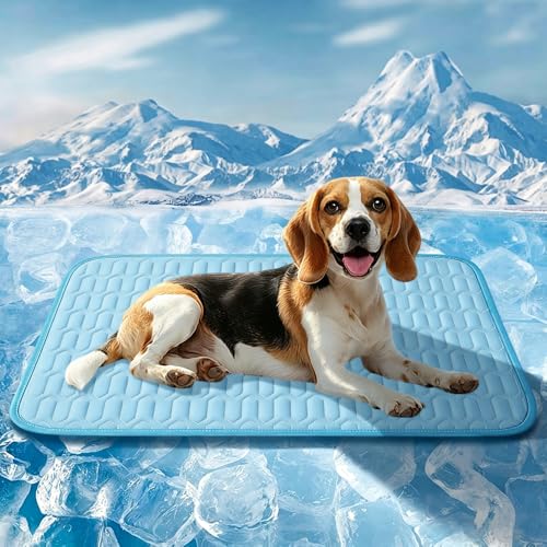 Quimoy Dog Cooling Mat 28"x20",Waterproof Pet Cooling Pad | Dog Cooling Pad with Chill Cold Fiber(Q-Max>0.4), Non-Slip Washable Summer Coolings Mat for Small Dogs Cats - size: 28”x20”