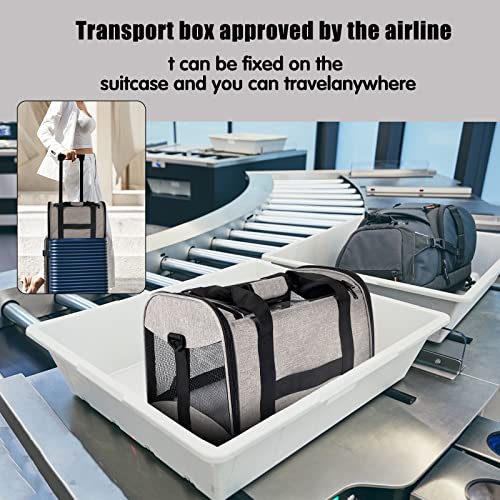 Small Animals Cat Carrying Case Pet Carrier Airline Approved, Protable and Breathable Pet Travel Carrier Removable Fleece Pad Collapsible Cat Carrier Dog Carrier Small Cats Dogs(15 * 10 * 10) - color: grey&black, size: 15.0"L x 10.0"W x 10.0"H