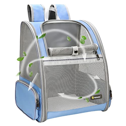 Texsens Pet Backpack Carrier for Small Cats Dogs | Ventilated Design, Safety Straps, Buckle Support, Collapsible | Designed for Travel, Hiking & Outdoor Use (Blue) - color: Blue