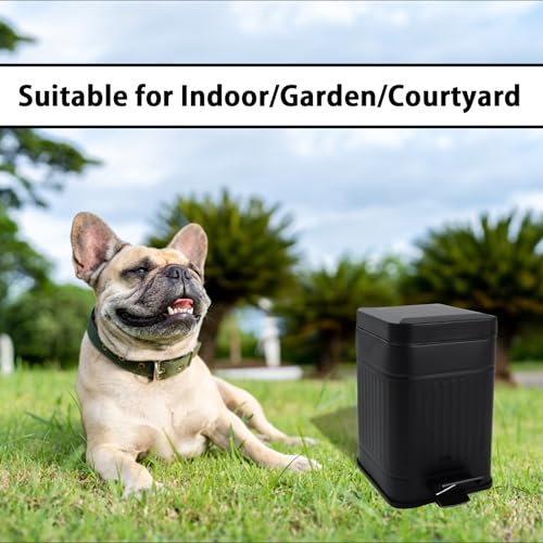 5L Dog Poop Trash Can with Lid for Outdoors，1.3 Gallon Trash Can with Activated Carbon Filter & Plastic Bags, Pet Waste Container，UP5L-BK-Fang