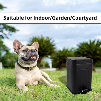 5L Dog Poop Trash Can with Lid for Outdoors，1.3 Gallon Trash Can with Activated Carbon Filter & Plastic Bags, Pet Waste Container，UP5L-BK-Fang