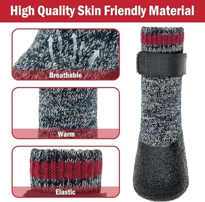 Mihachi Dog Socks Rubber Sole Paw Protectors with Straps Traction Control Anti-Slip Waterproof Boots Winter Paw Protectors - size: X-Large
