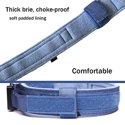 Tactical Dog Collar and Leash Set Adjustable Military Nylon Dog Collar with Control Handle and Heavy Duty Metal Buckle for Large Dogs（Dark Blue S - color: Dark blue SET(collar+leash), size: Small (Pack of 1)