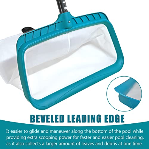 POOLWHALE Professional Pool Skimmer Net, Heavy Duty Swimming Leaf Rake Cleaning Tool with Deep Fine Nylon Mesh Net Bag - Fast Cleaning,Easy Scoop Edge,Debris Pickup Removal (No Pole) - size: Pool Rake