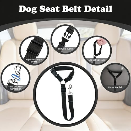 Secure Buckle Dog Seat Belt – 15.7~21.7 Inches Adjustable Pet Tether for Vehicle Safety - Purple