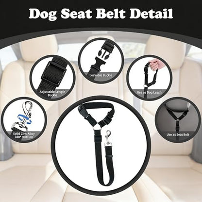 Secure Buckle Dog Seat Belt – 15.7~21.7 Inches Adjustable Pet Tether for Vehicle Safety - Purple