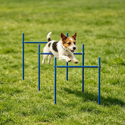 Dog Agility Jumps Adjustable Dog Hurdles with Weave Poles - Multifunctional Training Equipment for Backyard & Outdoor Obstacle Course