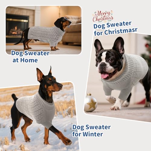 SAWMONG Dog Sweater, Dog Sweaters for Small Dogs Girls Boys, Pullover Turtleneck Knitted Doggy Sweatshirt, Cold Weather Pet Clothes（Grey, X-Small - color: Grey, size: X-Small